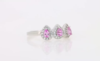 Pinky Dawn – Bague en argent 925 avec saphirs Padparadscha naturels du Sri Lanka