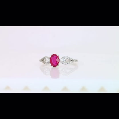 Anillo de Rubí Natural Rojo Intenso en Plata 925 Certificada