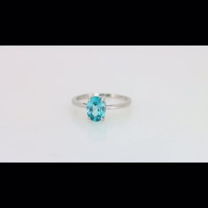 Anillo de Circón Natural Azul en Plata 925 Certificada