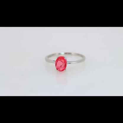 Topacio Natural Rosa Naranja  Anillo en Plata 925 Certificada
