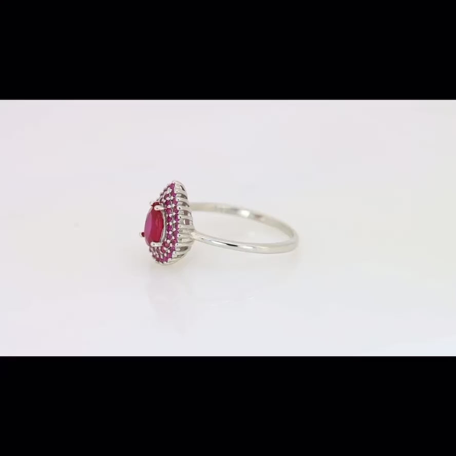 Pink Crown – Anel de Rubi Natural com Safiras Rosa em Prata 925
