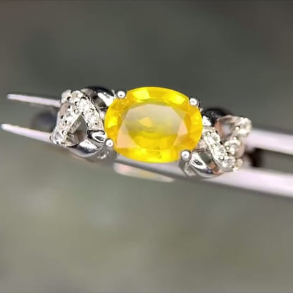 Bague Cœur Solaire – Saphir Jaune et Argent 925