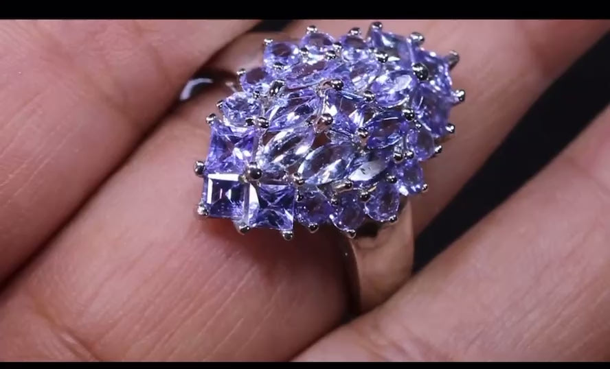 Royal Mist – Anel de Tanzanita Natural em Prata 925 Tamanho 10