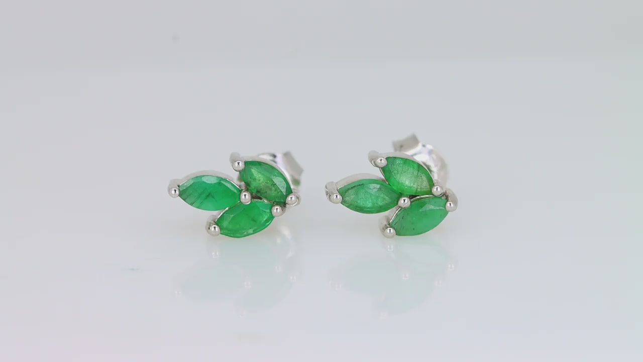 Aretes de Esmeraldas Naturales de Zambia en Plata 925