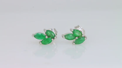 Aretes de Esmeraldas Naturales de Zambia en Plata 925
